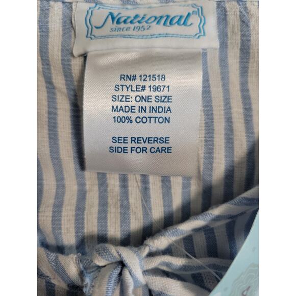 National Women's Maxi House Dress Blue Stripe Embroidered NEW Kaftan - Picture 7 of 8